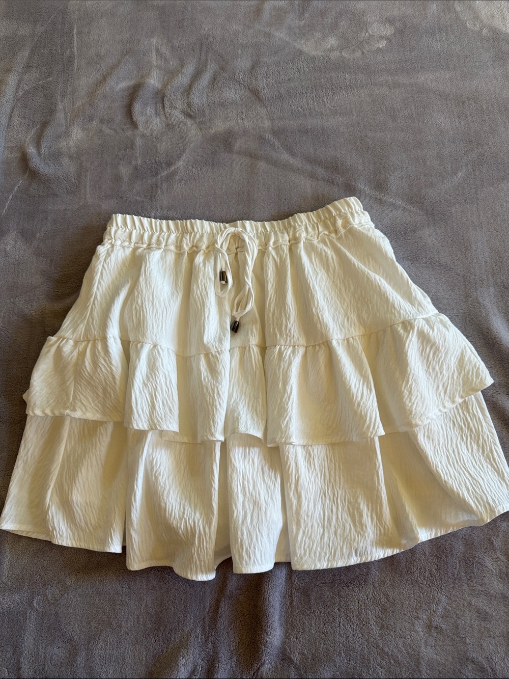 Tiered White Ruffle Mini Skort - Women's